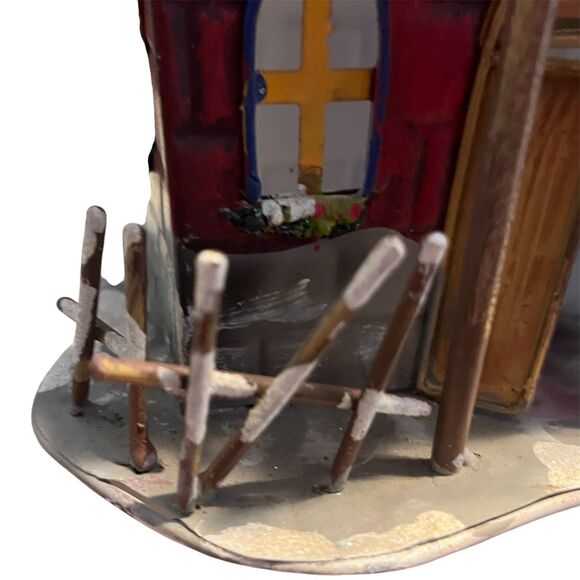 Metal Christmas House Lantern Santa Snowman Holiday Village Tealught Holder GUC - Picture 16 of 16